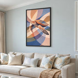 Abstract Sea Turtle Geometric Wall Art – Layered Coastal Waves