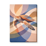 Abstract Sea Turtle Geometric Wall Art – Layered Coastal Waves