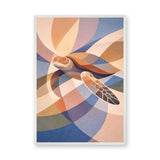 Abstract Sea Turtle Geometric Wall Art – Layered Coastal Waves