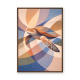 Abstract Sea Turtle Geometric Wall Art – Layered Coastal Waves