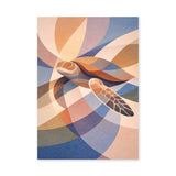 Abstract Sea Turtle Geometric Wall Art – Layered Coastal Waves