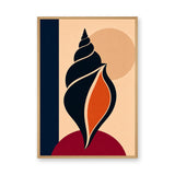 Abstract Seashell Modern Minimalist Wall Art – Black Orange Coastal Print