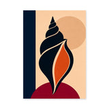 Abstract Seashell Modern Minimalist Wall Art – Black Orange Coastal Print