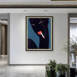 Abstract Silhouette Retro Wall Art – Red Heart Cigarette on Blue
