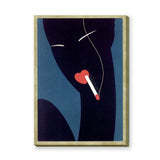 Abstract Silhouette Retro Wall Art – Red Heart Cigarette on Blue