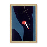 Abstract Silhouette Retro Wall Art – Red Heart Cigarette on Blue