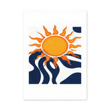 Abstract Sun Modern Minimalist Wall Art – Orange Sun with Navy Waves