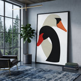 Abstract Swans Minimalist Wall Art – Modern Birds in Red and Orange