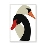 Abstract Swans Minimalist Wall Art – Modern Birds in Red and Orange