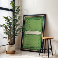 Non-Figurative Tennis Players on Green Background Décor Poster, Contemporary Sports Home Art