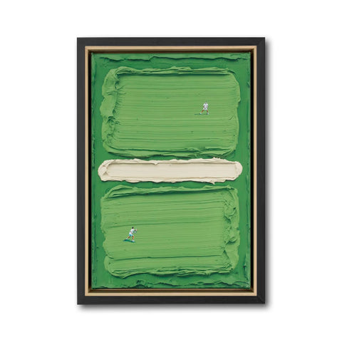 Non-Figurative Tennis Players on Green Background Décor Poster, Contemporary Sports Home Art