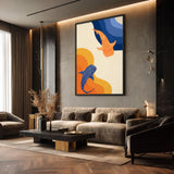 Abstract Whale Sharks Modern Wall Art – Blue Orange Coastal Print
