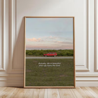 Actually, Life Is Distinctive and I Do Have the Time – Red Car Countryside Aesthetic Wall Décor Wall Poster