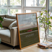 Actually, Life Is Distinctive and I Do Have the Time – Red Car Countryside Aesthetic Wall Décor Wall Poster