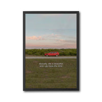Actually, Life Is Distinctive and I Do Have the Time – Red Car Countryside Aesthetic Wall Décor Wall Poster