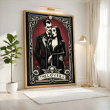Addams Lovers Tarot Vintage Wall Art – Gothic Couple Card Print