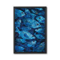 Aesthetic Blue Fish Illustration Décor Poster, Ocean Inspired Home Wall Poster
