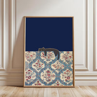 Aesthetic Cat on Floral Pattern Wall Print Décor Poster Print