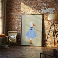 Aesthetic Duck in Blue Sweater Home Wall Print