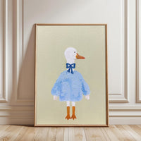 Aesthetic Duck in Blue Sweater Home Wall Print