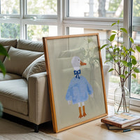 Aesthetic Duck in Blue Sweater Home Wall Print