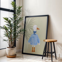 Aesthetic Duck in Blue Sweater Home Wall Print