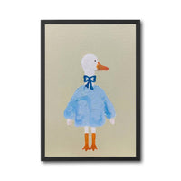 Aesthetic Duck in Blue Sweater Home Wall Print