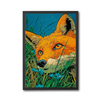 Aesthetic Fox in Grass Illustration Wall Print
