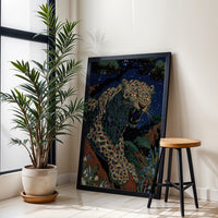 Aesthetic Leopard Illustration Wall Décor Poster, Sleek Animal Print