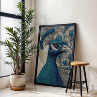 Aesthetic Peacock Illustration Wall Poster, Elegant Bird Wall Décor