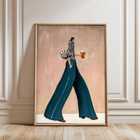 Aesthetic Stylized Woman with Coffee Home Art Wall Poster Print