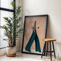 Aesthetic Stylized Woman with Coffee Home Art Wall Poster Print