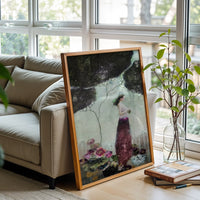 Aesthetic Woman in Floral Dress Décor Poster, Elegant Feminine Wall Poster