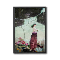 Aesthetic Woman in Floral Dress Décor Poster, Elegant Feminine Wall Poster
