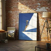 Aesthetic Woman on Yacht Home Wall Print – Elegant Ocean Lifestyle Poster