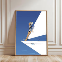 Aesthetic Woman on Yacht Home Wall Print – Elegant Ocean Lifestyle Poster