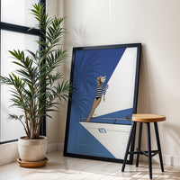 Aesthetic Woman on Yacht Home Wall Print – Elegant Ocean Lifestyle Poster