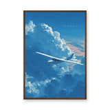 Airplane Cloud Modern Wall Art – Painterly Blue Sky NAYDA Print