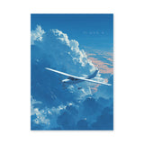 Airplane Cloud Modern Wall Art – Painterly Blue Sky NAYDA Print