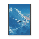 Airplane Cloud Modern Wall Art – Painterly Blue Sky NAYDA Print