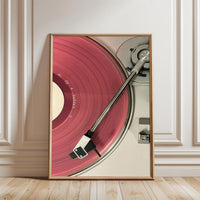 All Of A Sudden Pink Vinyl Record Player Aesthetic Wall Poster, Retro Music Wall Poster