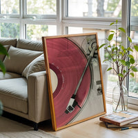 All Of A Sudden Pink Vinyl Record Player Aesthetic Wall Poster, Retro Music Wall Poster