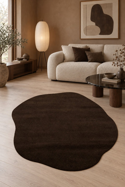 Amorphous Modern Shag Area Rug in a living room