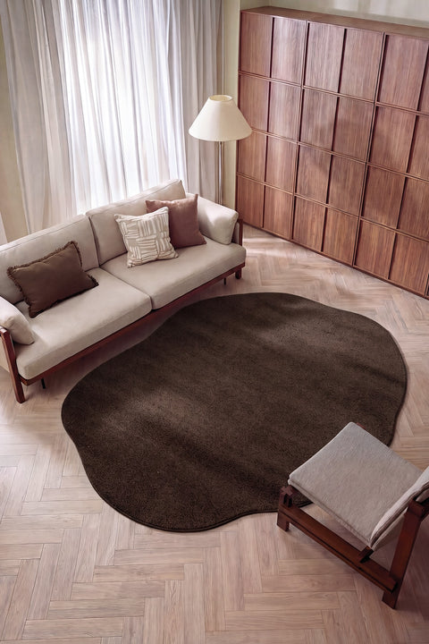 Amorphous Modern Shag Area Rug in a living room