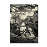 Amsterdam Canal Bicycle Vintage Wall Art – Black and White Bridge Photography