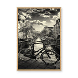 Amsterdam Canal Bicycle Vintage Wall Art – Black and White Bridge Photography