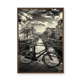 Amsterdam Canal Bicycle Vintage Wall Art – Black and White Bridge Photography