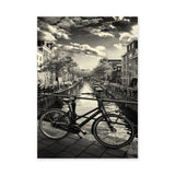 Amsterdam Canal Bicycle Vintage Wall Art – Black and White Bridge Photography