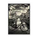 Amsterdam Canal Bicycle Vintage Wall Art – Black and White Bridge Photography