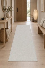 Anatolian Geometric Runner Rug – Light Beige in a hallway
